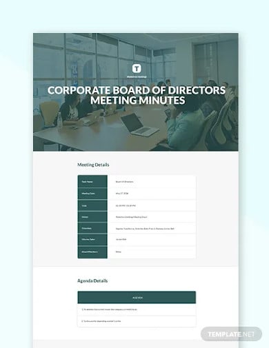 corporate board of directors meeting minutes template