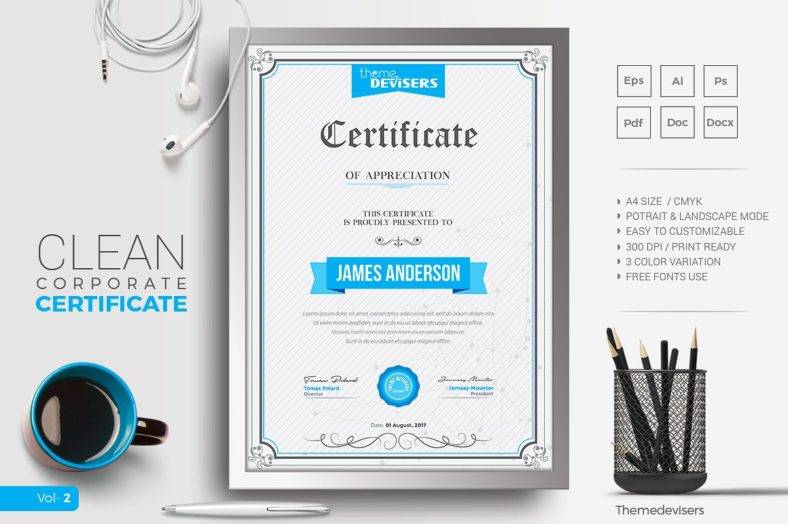 corporate modern certificate word template 1 788x524