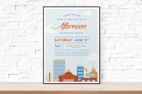 diy printable skyline event flyer invitation template ms word1