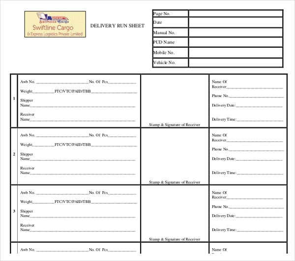 17 Run Sheet Templates Pdf Doc 8904