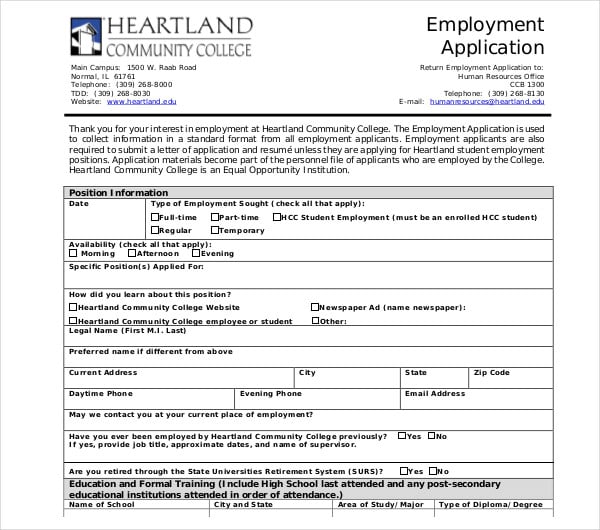 employment job application letter