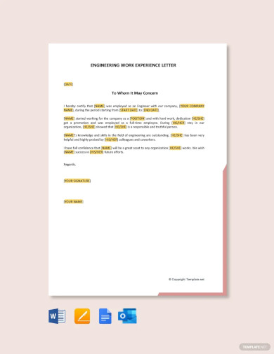 work experience application letter template