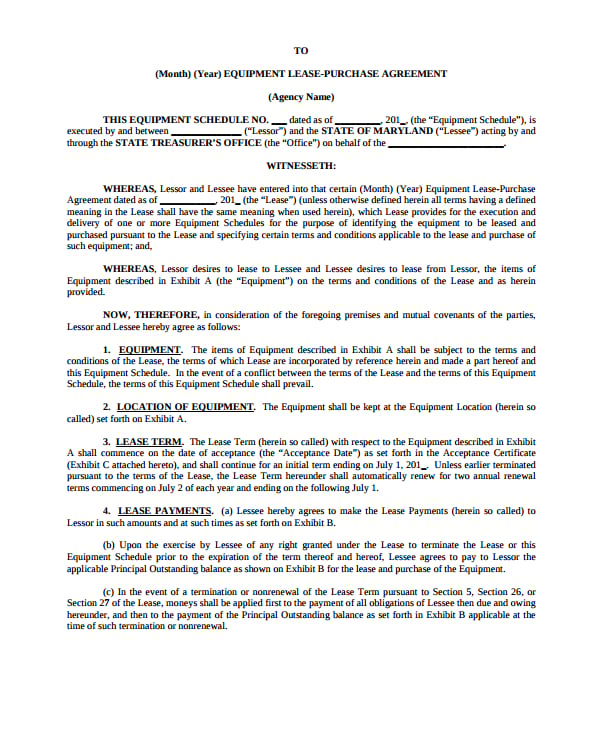 9-equipment-purchase-agreement-templates-pdf-word