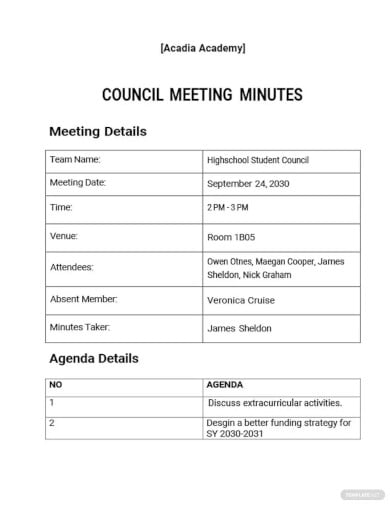 family council meeting minutes template