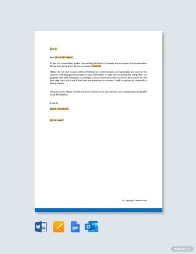 family emergency leave letter template