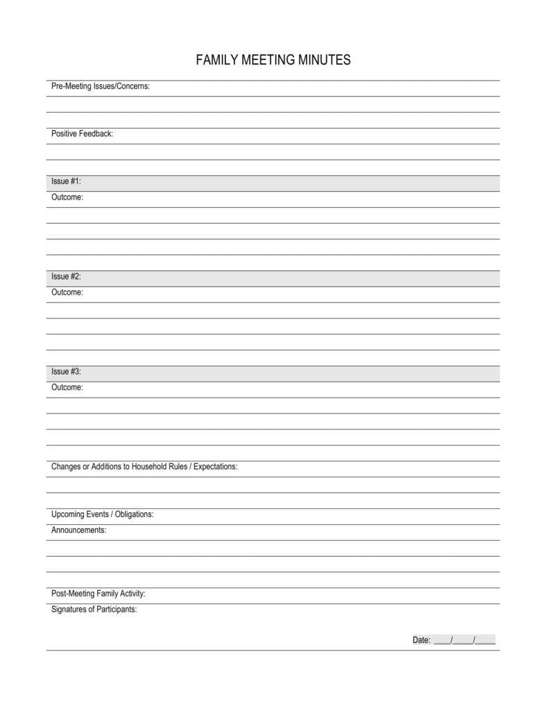 23+ Family Minutes in a Meeting Templates - PDF  Free & Premium With Regard To Informal Meeting Minutes Template