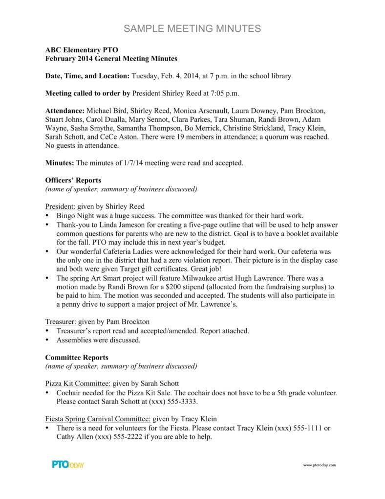 formal elementary meeting minutes sample 788x1020