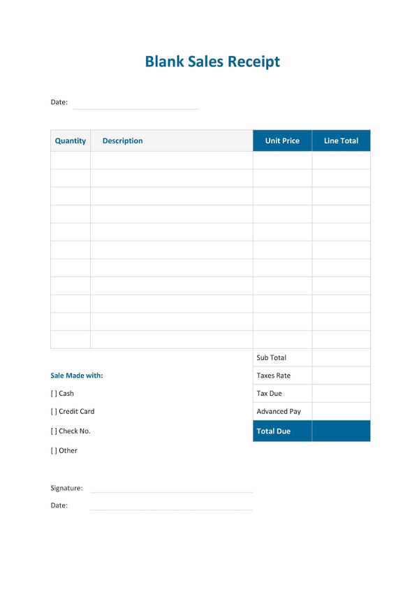 free blank sale receipt template