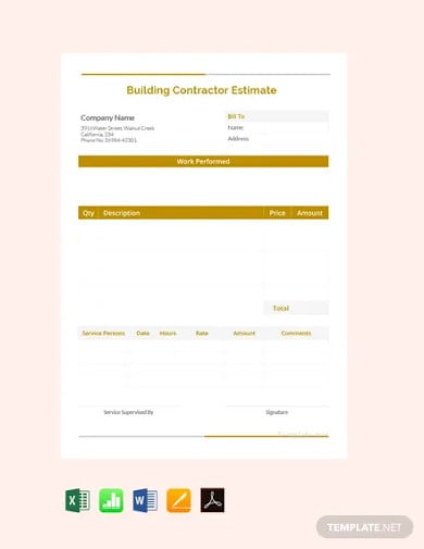 free building contractor estimate template