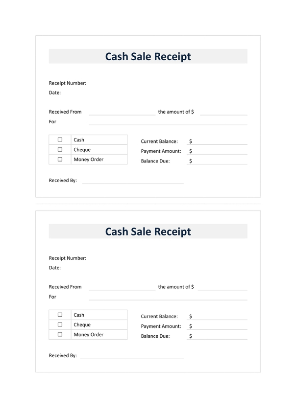 free cash sale receipt template