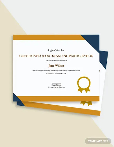 free certificate for outstanding participation template