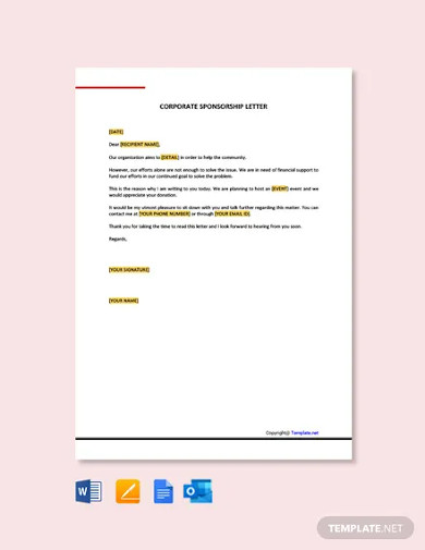 free corporate sponsorship letter template