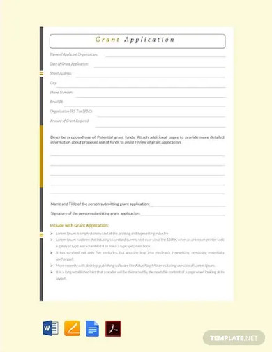 12  Grant Application Form Templates PDF Docs Pages Google Docs