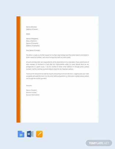 6+ Holiday Request Letter Templates - DOC, Pages, Google Docs, PDF