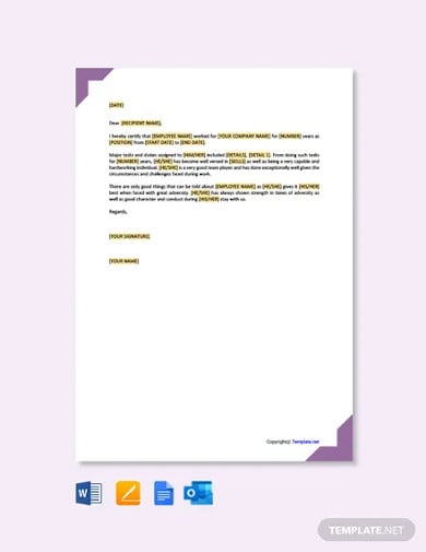 free job experience letter template