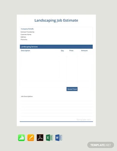 free landscaping job estimate template