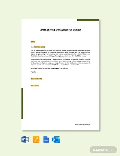 free letter of event sponsorship for student template