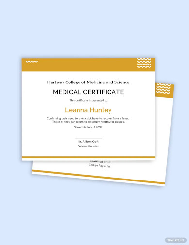 free sample student medical certificate for sick leave template