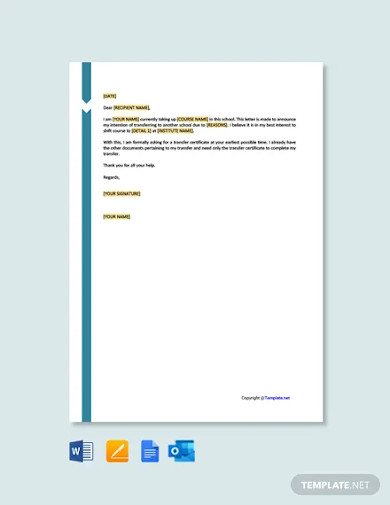 modello gratuito di lettera di richiesta di trasferimento scolastico