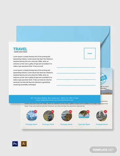 free travel agency postcard template