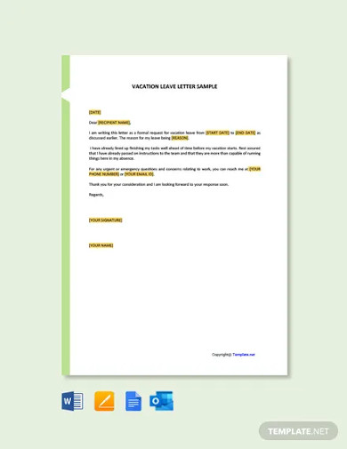 12+ Vacation Leave Letter Templates | Free & Premium Templates