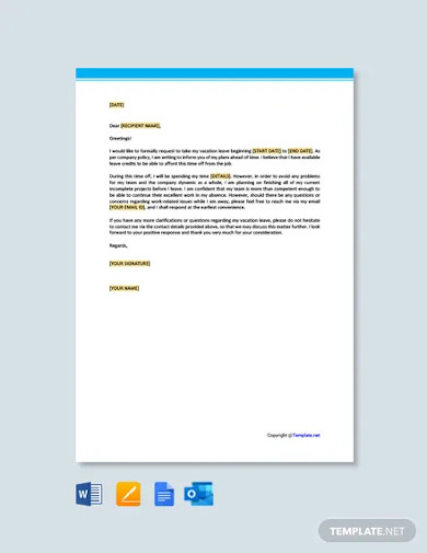 12+ Vacation Leave Letter Templates