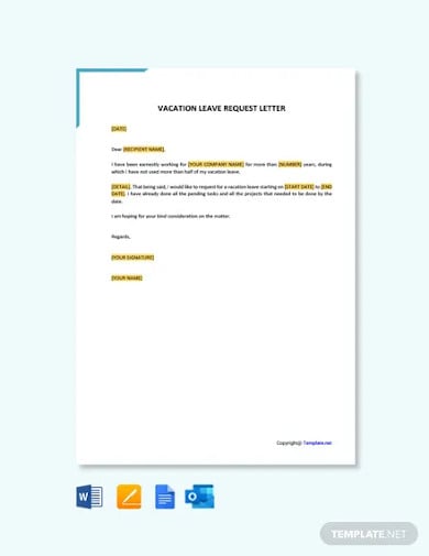 Free Vacation Leave Request Letter ?width=390