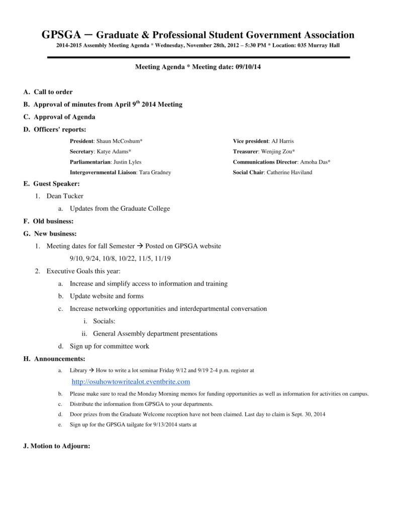 Union Meeting Minutes Template