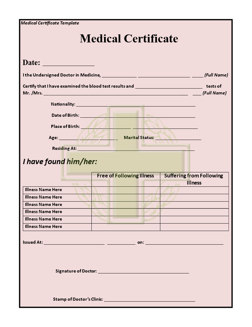 green cross medical leave certificate template