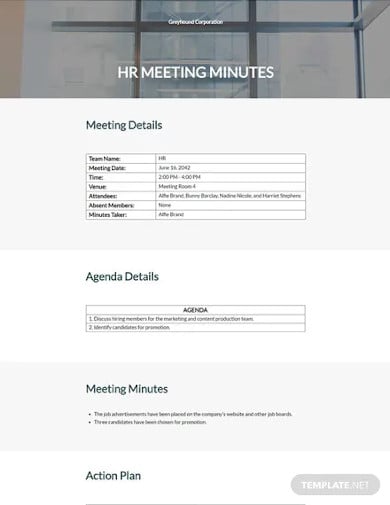 hr conference meeting minutes template