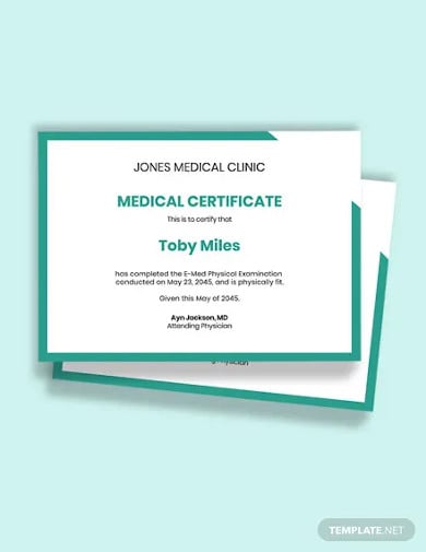 health certificate from doctor template