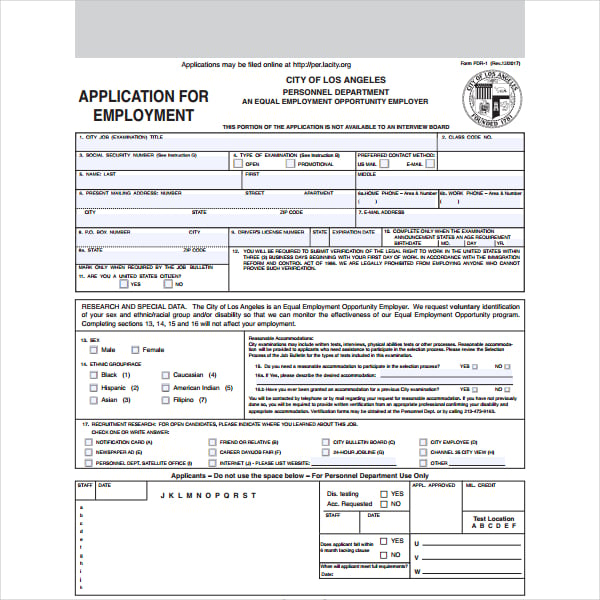 internal application for employment