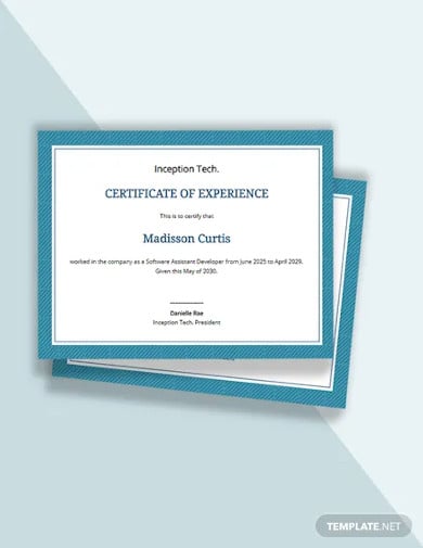 job experience certificate template