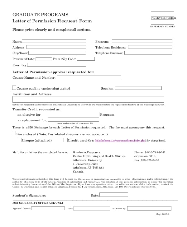 letter of permission request form