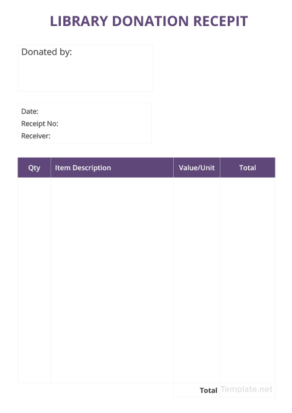 library donation receipt template