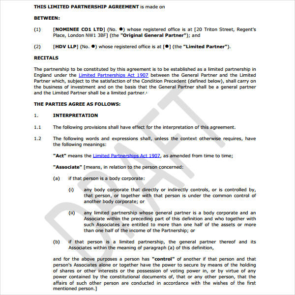 10+ Limited Partnership Agreement Templates PDF, Word