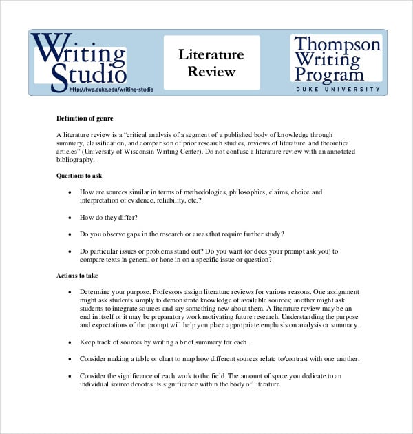 literature review dissertation outline
