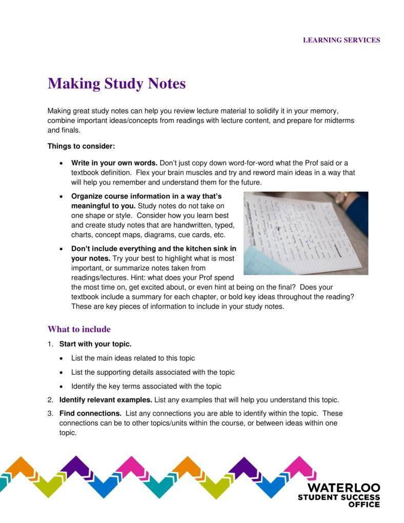 6+ Study Notes Templates PDF