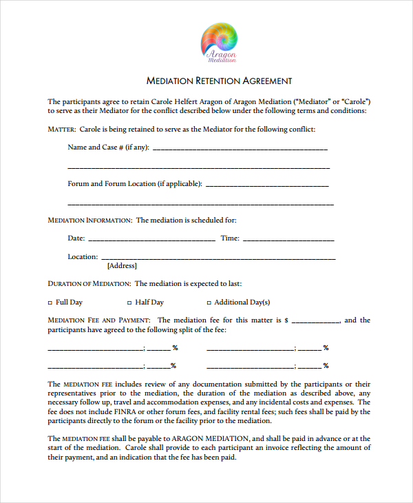 mediation retention agreement