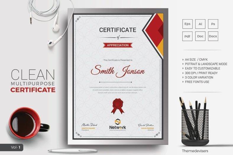 moderne multipurpose appreciation certificate 788h524