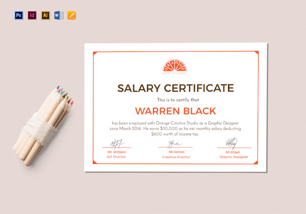 monthly salary certificate template