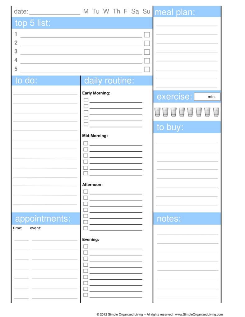 daily routine planner pdf