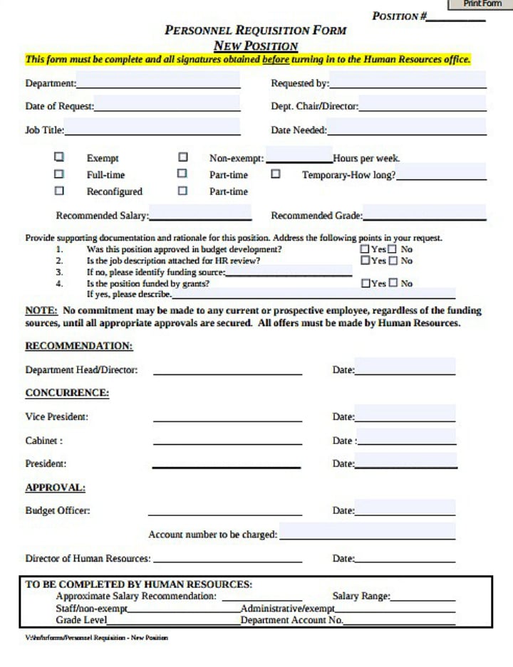11+ FREE Personnel Requisition Form Templates PDF, Word