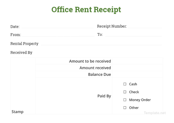 office rent receipt template