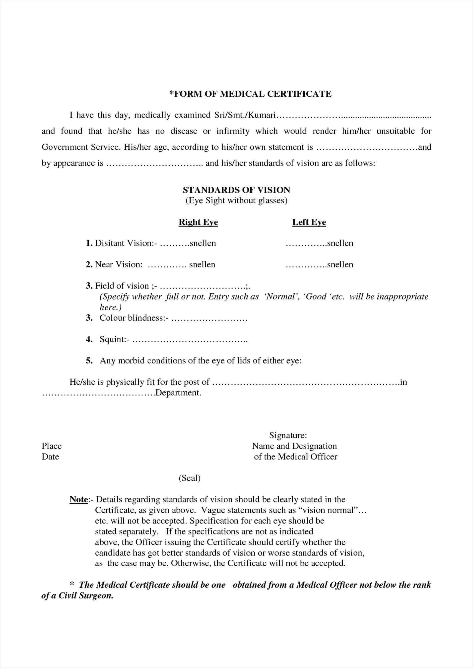 optometrist medical leave certificate template