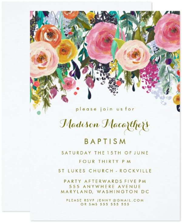 painted floral cradle ceremony invitation template