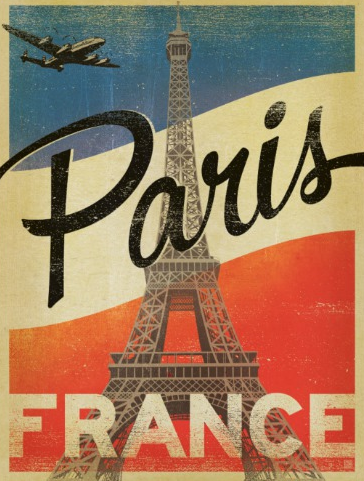 paris france flag postcard