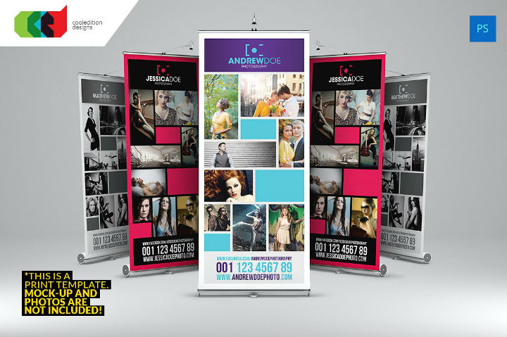 photography roll up banner psd template set