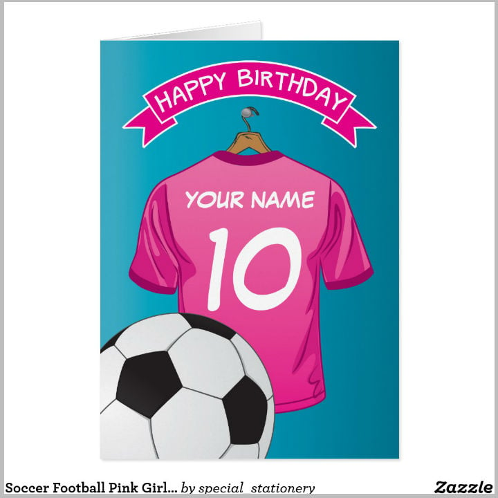 pink football shirt girly birthday card template