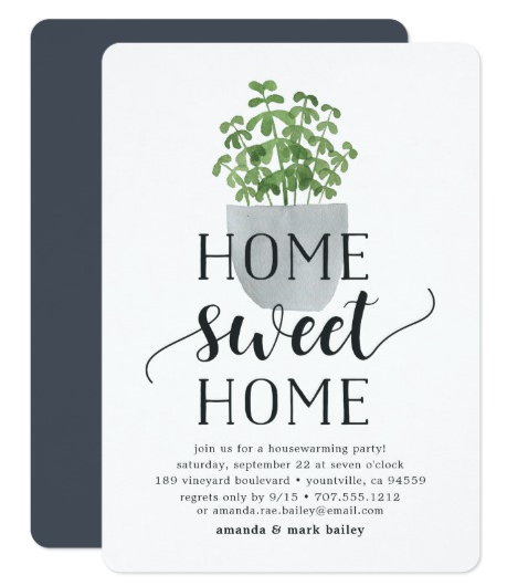 potted plant housewarming party invitation